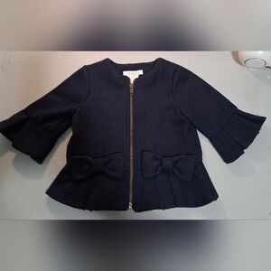 Lilly Wicket Baby Wool Blend Coat Pleated Cuffs Bow Detail 18 Months